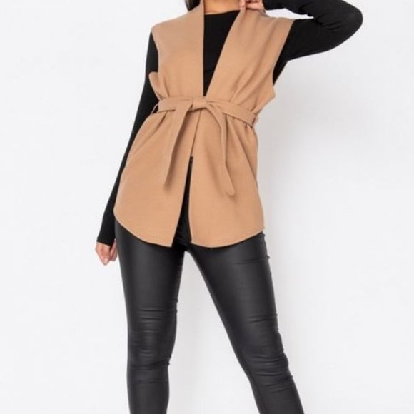 Camel Belted Vest - Picture 4 of 6